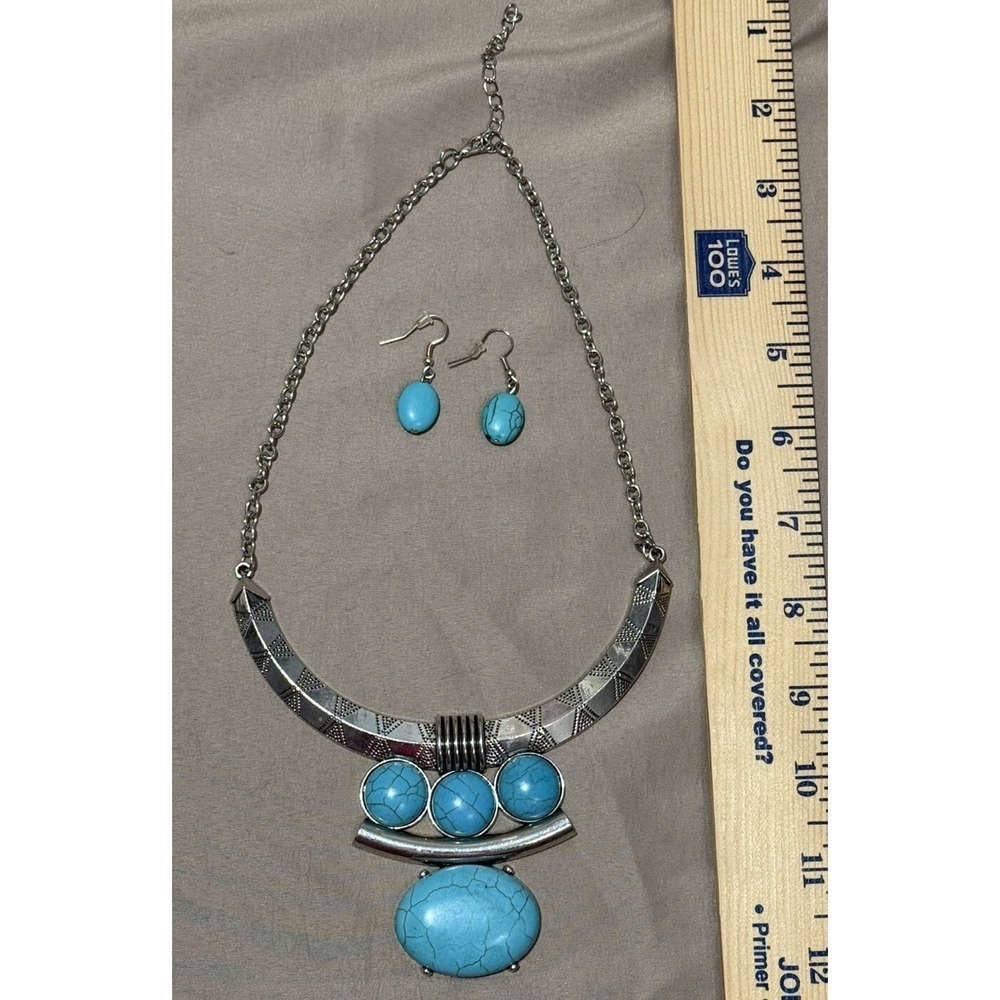 paparazzi jewelry Blue Crackle Stone Southwest Silver Bar